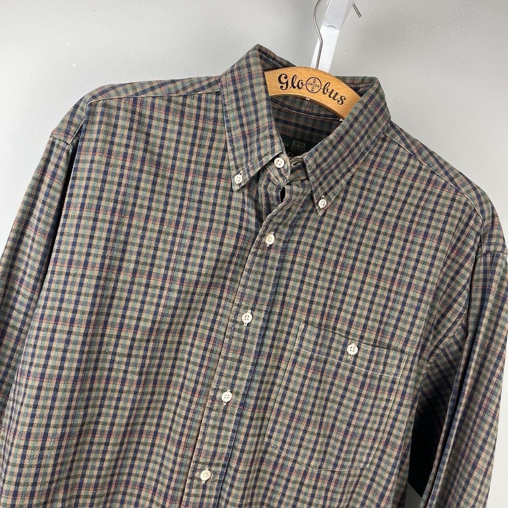 Vintage 90s‎ Orvis Mens L Plaid Flannel Shirt 100% Cotton Grunge Indie Outdoors